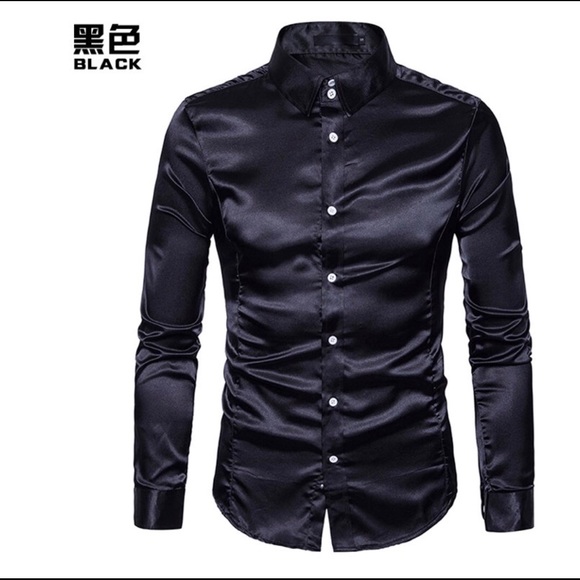 Black polyester dress shirt - Picture 1 of 1